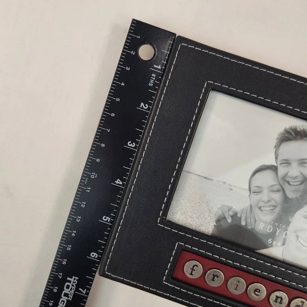 Cynthia‎ Royce NIB Faux Leather Friends Photo Frame 4x6 Black